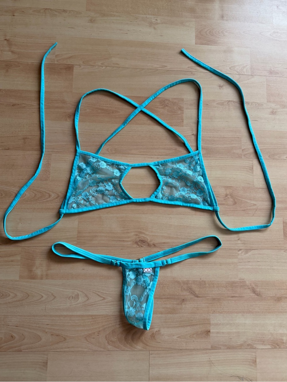 Wicked Temptations Baby Blue Micro Lace Bikini Set